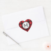 Rood zwart Buffalo Pset Lumberjack Name Monogram Hart Sticker (Envelop)