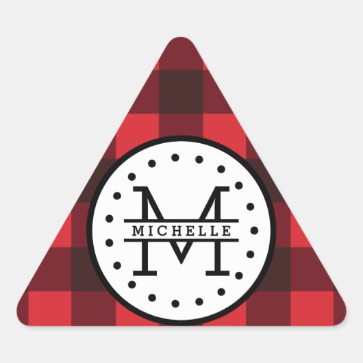 Rood zwart Buffalo Pset Lumberjack Name Monogram Sticker (Voorkant)