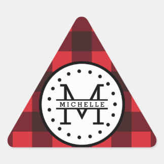 Rood zwart Buffalo Pset Lumberjack Name Monogram Sticker