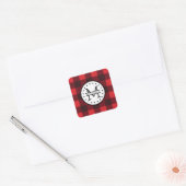 Rood zwart Buffalo Pset Lumberjack Name Monogram Vierkante Sticker (Envelop)