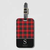 Rood zwart Buffalo speldenmonogram Bagagelabel (Voorkant (verticaal))