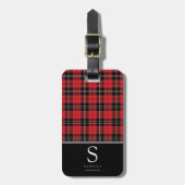 Rood zwart Buffalo speldenmonogram Bagagelabel (Voorkant verticaal)