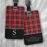 Rood zwart Buffalo speldenmonogram Bagagelabel<br><div class="desc">Rood Zwart Buffel Plaid Monogram ontwerp</div>