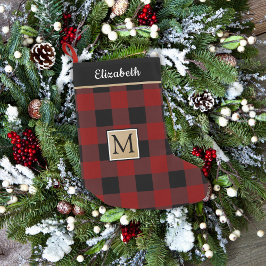 Rood Zwart Buffel Check geruit Bruin Monogram Kleine Kerstsok