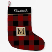Rood Zwart Buffel Check geruit Bruin Monogram Kleine Kerstsok (Voorkant)