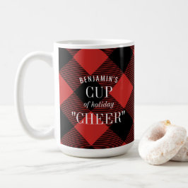 Rood Zwart Buffel Check Plaked Grappige Kerstmis Koffiemok