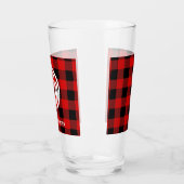 Rood zwart buffel Controleer Cirkel Monogram DIY B Glas (Links)