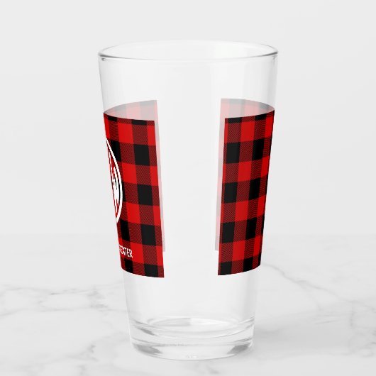 Rood zwart buffel Controleer Cirkel Monogram DIY B Glas (Links)