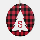 Rood Zwart Buffel Controleer Monogram Kerstboom Keramisch Ornament (Links)
