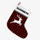 Rood & Zwart Buffel Geplaatst met Rendier Custom Grote Kerstsok (Voorkant (Hangend))