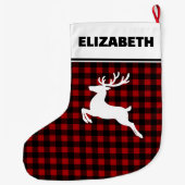 Rood & Zwart Buffel Geplaatst met Rendier Custom Grote Kerstsok (Achterkant)