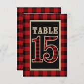 Rood & Zwart Buffel Geruit Rustiek Tafelnummer 15 (Voorkant / Achterkant)