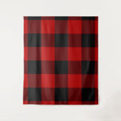 Rood & Zwart Buffel Geruit Rutige Wandkleed (Voorkant)
