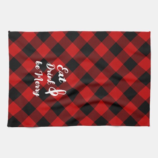 Rood Zwart Buffel Gingham Check Keukenhanddoeken (Horizontaal)