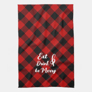 Rood Zwart Buffel Gingham Check Keukenhanddoeken