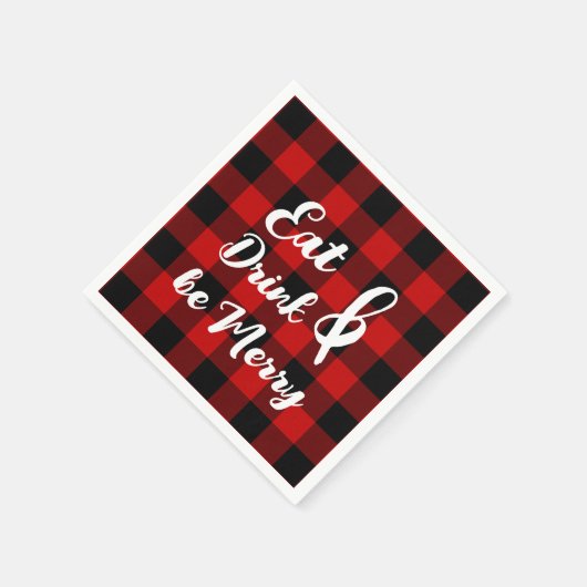 Rood Zwart Buffel Gingham Check Papier Servet (Hoek)