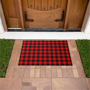 Rood zwart buffel houthakker check geruite patroon deurmat
