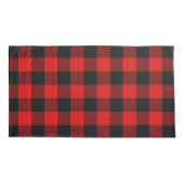 Rood zwart buffel houthakker check geruite patroon kussensloop (Achterkant-Links)