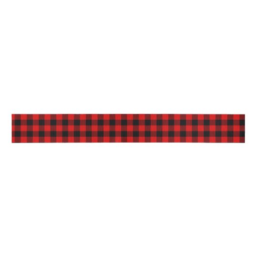 Rood Zwart Buffel Lumberjack Check Kerstmis Grosgrain Lint (Voorkant)