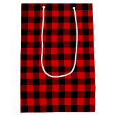 Rood Zwart Buffel Lumberjack Check Kerstmis Medium Cadeauzakje (Achterkant)