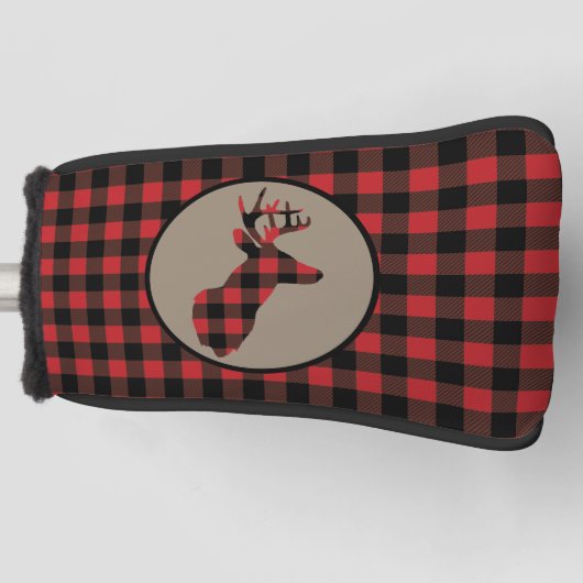 Rood zwart buffel met ruggegraat Hoesje van slagko Golfheadcover (Voorkant)