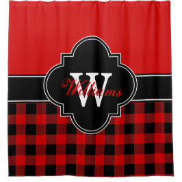 Rood Zwart Buffel Plaid 1ICBR Monogram Douchegordijn