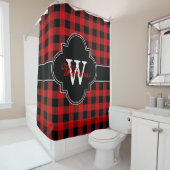 Rood Zwart Buffel Plaid 1IRQ Monogram Douchegordijn (In situ)