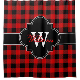 Rood Zwart Buffel Plaid 1IRQ Monogram Douchegordijn