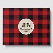 Rood Zwart Buffel Plaid Geruite Rustieke Bruiloft Gastenboek (Voorkant)