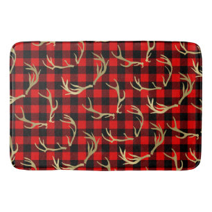 Rood & Zwart Buffel Plaid & Gouden Hertengewei Badmat