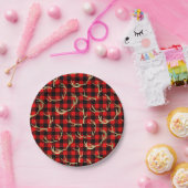 Rood & Zwart Buffel Plaid & Gouden Hertengeweien Papieren Bordje (Feest)