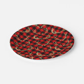 Rood & Zwart Buffel Plaid & Gouden Hertengeweien Papieren Bordje (Gekanteld)