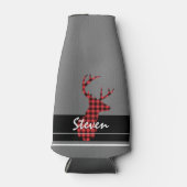 Rood Zwart Buffel Plaid Hertenjager Gepersonalisee Flesjeskoeler (Voorkant)