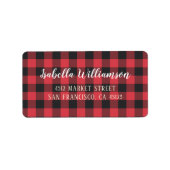Rood & Zwart Buffel Plaid Kerstmis Etiket (Voorkant)