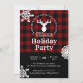 Rood Zwart Buffel Plaid Kerstmis Feest Kaart (Voorkant)