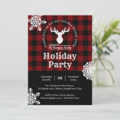 Rood Zwart Buffel Plaid Kerstmis Feest Kaart (Staand voorkant)