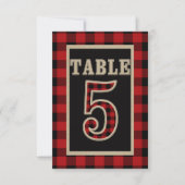 Rood & Zwart Buffel Plaid Landelijke Tafel Nummer  Kaart (Voorkant)