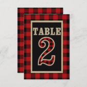 Rood & Zwart Buffel Plaid Landelijke Tafel Nummer  Kaart (Voorkant / Achterkant)