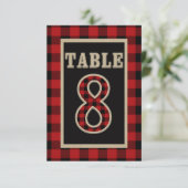 Rood & Zwart Buffel Plaid Landelijke Tafel Nummer  Kaart (Staand voorkant)
