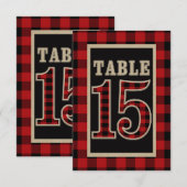 Rood & Zwart Buffel Plaid Landelijke Tafel Nummer  Kaart (Voorkant / Achterkant)