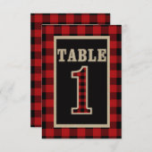 Rood & Zwart Buffel Plaid Landelijke Tafel Nummer  Kaart (Voorkant / Achterkant)