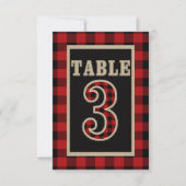 Rood & Zwart Buffel Plaid Landelijke Tafel Nummer  Kaart (Voorkant)