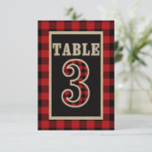 Rood & Zwart Buffel Plaid Landelijke Tafel Nummer  Kaart (Staand voorkant)