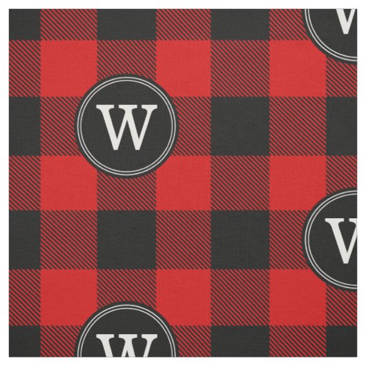 Rood Zwart Buffel Plaid Lumberjack 1IR Monogram Stof (Swatch)