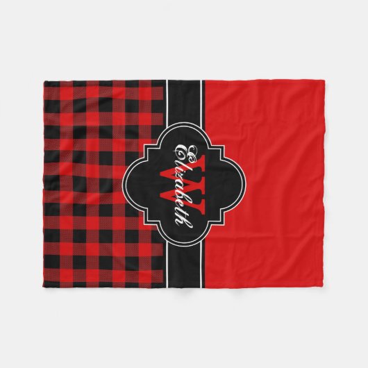 Rood Zwart Buffel Plaid Lumberjack CB 1IQIRN Fleece Deken (Voorkant (Horizontaal))