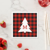 Rood Zwart Buffel Plaid Monogram Vakantie Party Servet (Insitu)
