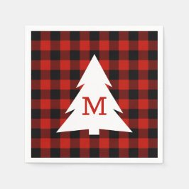 Rood Zwart Buffel Plaid Monogram Vakantie Party Servet