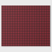 Rood Zwart Buffel Plaid Patroon Xmas Cadeaupapier (Vlak)