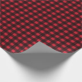 Rood Zwart Buffel Plaid Patroon Xmas Cadeaupapier (Hoek)