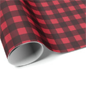 Rood Zwart Buffel Plaid Patroon Xmas Cadeaupapier (Rol Hoek)